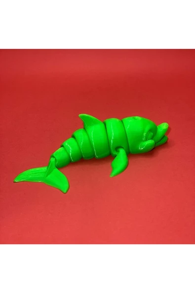 3D Hareketli Gülen Yunus Figürlü Oyuncak -Neon Yeşili - Resim 4