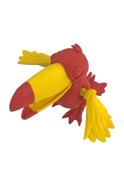 3D Hareketli Tukan Kuşu Figürlü Oyuncak - Sarı/Kırmızı - Resim 3