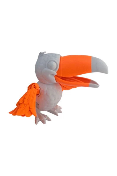 3D Hareketli Tukan Kuşu Figürlü Oyuncak - Turuncu/Beyaz ürün görseli 1