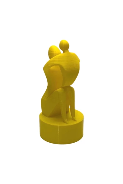 3D Anne ve Çocuk Figür - Sarı - 4