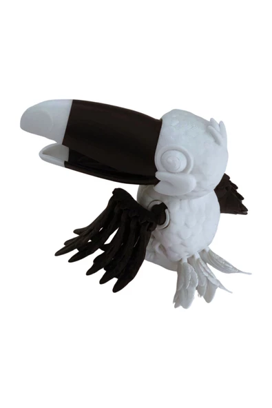 3D Hareketli Tukan Kuşu Figürlü Oyuncak - Siyah/Beyaz - Resim 6