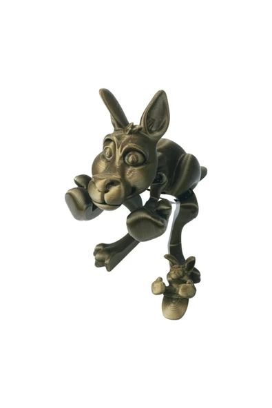 3D Hareketli Kanguru ve Yavrusu Figürlü Oyuncak - Altın Kahve - 2