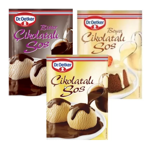 Dr.Oetker Beyaz Çikolata Sos 80 g Bitter Sos Çikolata 125 g Çikolata Sos 3 lü Set102 g