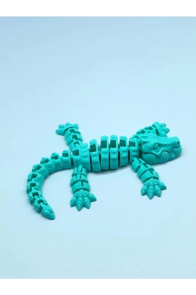 3d Hareketli Timsah Figürlü Oyuncak & Masa Dekoru - Turkuaz ürün görseli 1