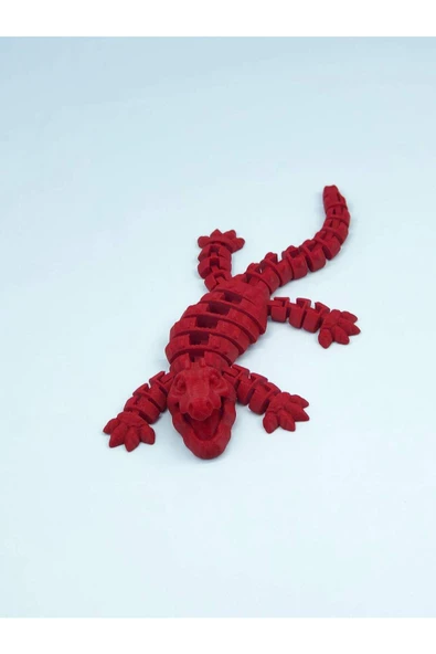 3d Hareketli Timsah Figürlü Oyuncak & Masa Dekoru - Kırmızı - Resim 2