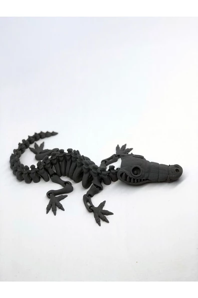 3D Hareketli İskelet Timsah Figürlü Oyuncak - Gri - 4