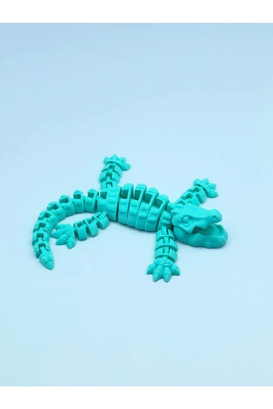 3d Hareketli Timsah Figürlü Oyuncak & Masa Dekoru - Turkuaz - Resim 3