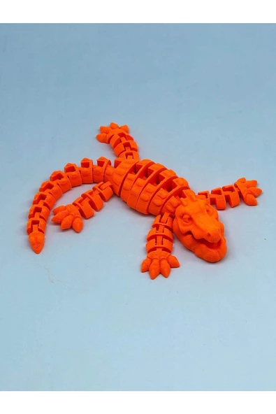 3d Hareketli Timsah Figürlü Oyuncak & Masa Dekoru - Turuncu - Resim 2