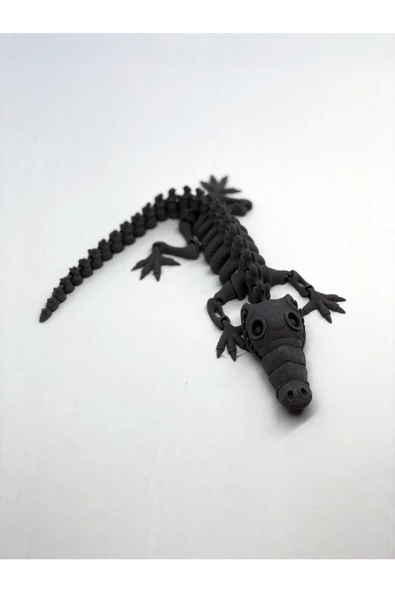3D Hareketli İskelet Timsah Figürlü Oyuncak - Gri - 3