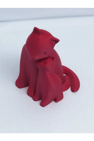 3d Anne Ve Yavru Kedi Figürlü Büyük Biblo / Oyuncak - 4