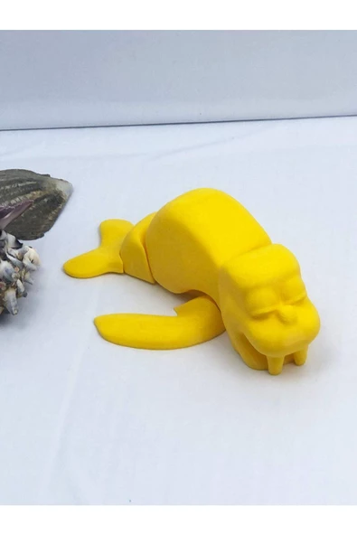 3d Hareketli Deniz Aygırı / Mors Figürlü Oyuncak - Sarı - Resim 4