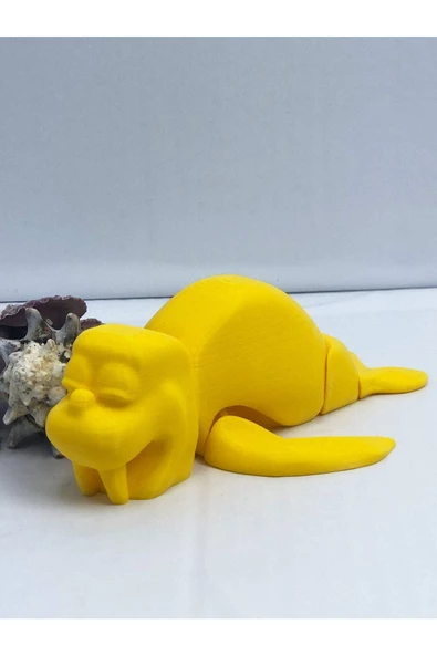 3d Hareketli Deniz Aygırı / Mors Figürlü Oyuncak - Sarı - Resim 3