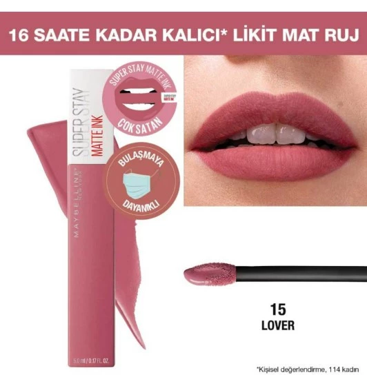 MAYBELLİNE NEWYORK LIP STICK RUJ & SUPERSTAY MATTE INK NO: 15