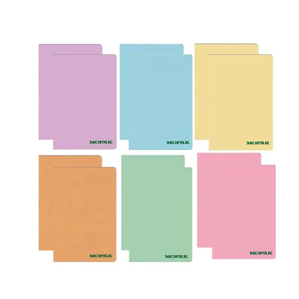 Mopak A4 Plastik Kapak Defter 40 Yaprak Pastel Kareli - 12 Adet
