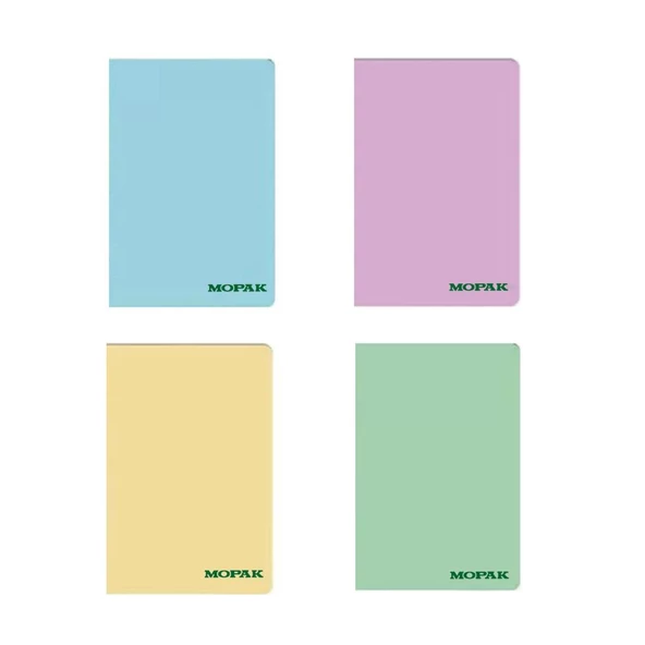 Mopak A4 Plastik Kapak Defter 40 Yaprak Pastel Kareli - 4 Adet