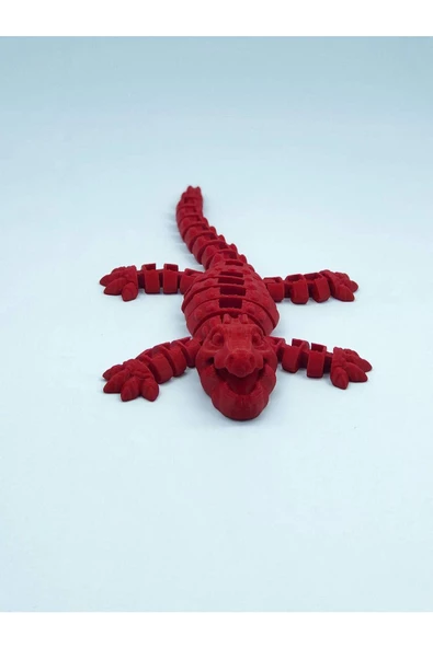 3d Hareketli Timsah Figürlü Oyuncak & Masa Dekoru - Kırmızı - Resim 4