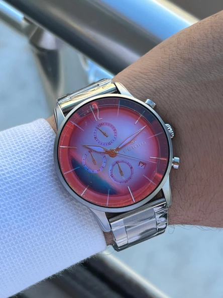 Ferro Çelik Kordon İç Fonksiyonları Aktif Chronograph 30 Mt Su Geçirmez Erkek Kol Saati EFM.339.K - Resim 2