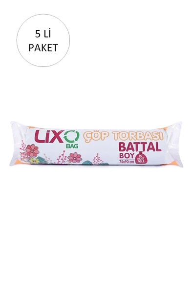 Battal Boy Çöp Torbası 75 x 90 cm 10 Lu Rulo x 5 Paket = 50 Adet (Mavi)