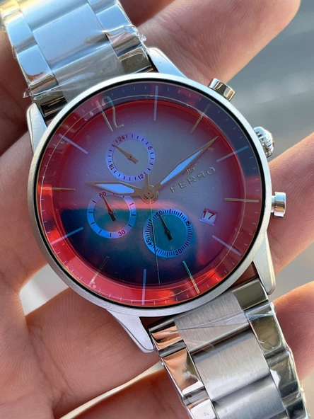 Ferro Çelik Kordon İç Fonksiyonları Aktif Chronograph 30 Mt Su Geçirmez Erkek Kol Saati EFM.339.K - Resim 4