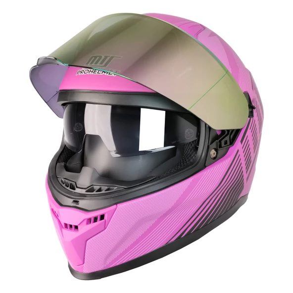 MTS M-910 FUCHSIA LADY GÜNEŞ VİZÖRLÜ KASK (GÖKKUŞAĞI CAMLI) - 4