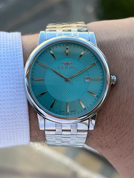 Ferro Çelik Kordon İyon Kaplama Kasa Tasarım Seri 30 Mt Su Geçirmez Erkek Kol Saati EFM.401.T5 - Resim 3