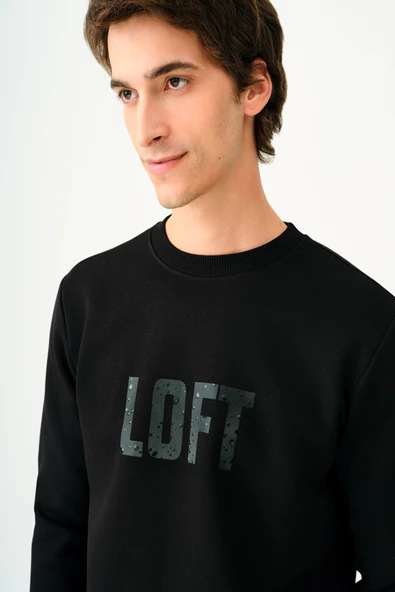 Loft 2037698 Siyah Erkek Bisiklet Yaka Regular Fit Loft Yazı Detaylı Sweat - 3