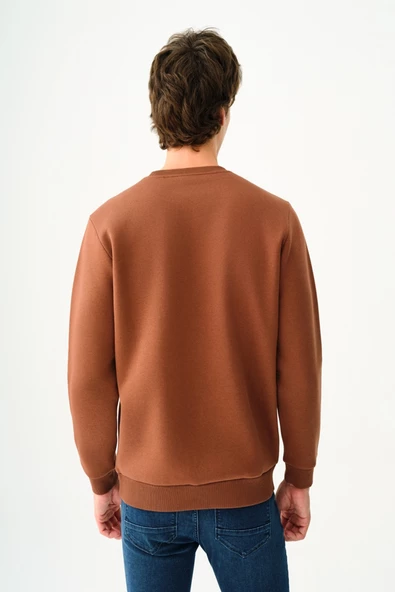 Loft 2034268 Kahverengi Erkek Regular Fit Üç İplik Yazı Detaylı Bisiklet Yaka Sweat - 3