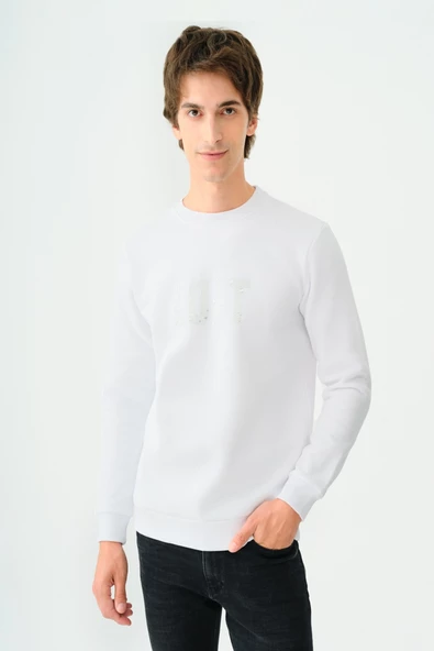 Loft 2037698 Beyaz Erkek Bisiklet Yaka Regular Fit Loft Yazı Detaylı Sweat - 2
