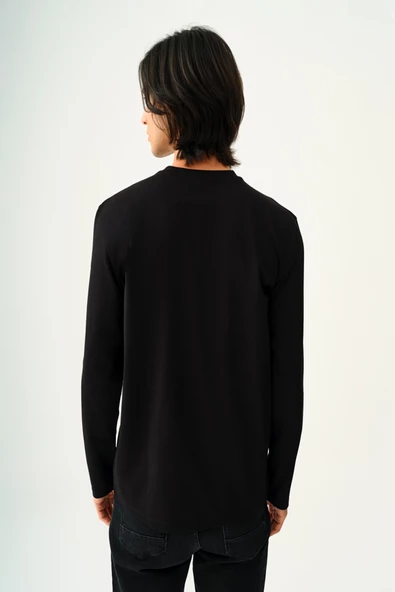 Loft 2037825 Siyah Erkek Regular Fit Önü Baskılı Bisiklet Yaka Tshirt - 3