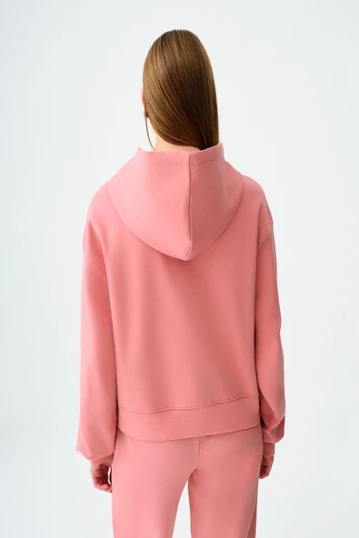 Loft 2038207 Gülpembe Kadın Kanguru Cepli Kapüşonlu İp Detaylı Sweat - 3