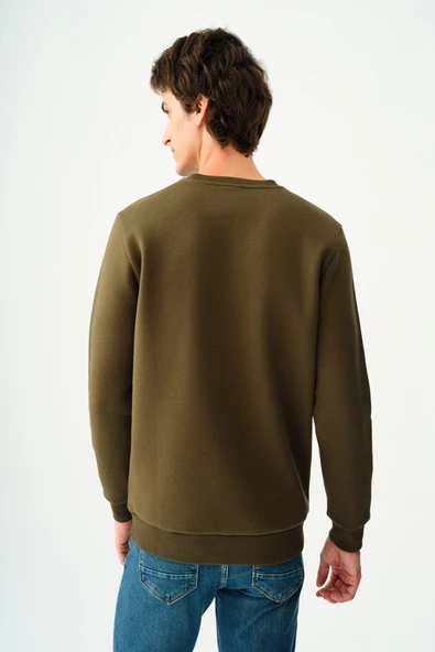 Loft 2034268 Haki Erkek Regular Fit Üç İplik Yazı Detaylı Bisiklet Yaka Sweat - 3