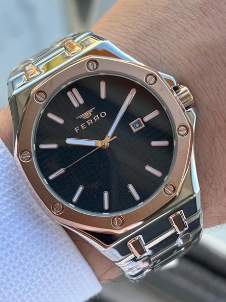 Ferro Çelik Kordon İyon Kaplama Kasa Tasarım Seri 30 Mt Su Geçirmez Erkek Kol Saati EFM.290.E2 ürün görseli
