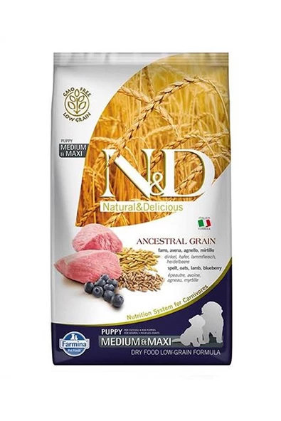 ND Dog Low Grain Puppy Medium/Maxi Kuzulu&Yaban Mersinli Köpek Maması 2,5 kg