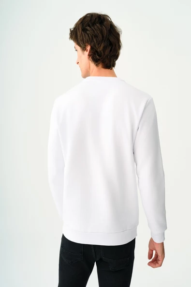 Loft 2037698 Beyaz Erkek Bisiklet Yaka Regular Fit Loft Yazı Detaylı Sweat - 4