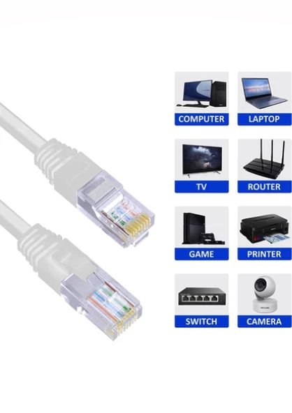 30 Metre Cat6 Patch Kablo 30M CAT6 Ethernet Kablosu Utp Lan Kablosu Internet Kablosu Gri Renk - 3