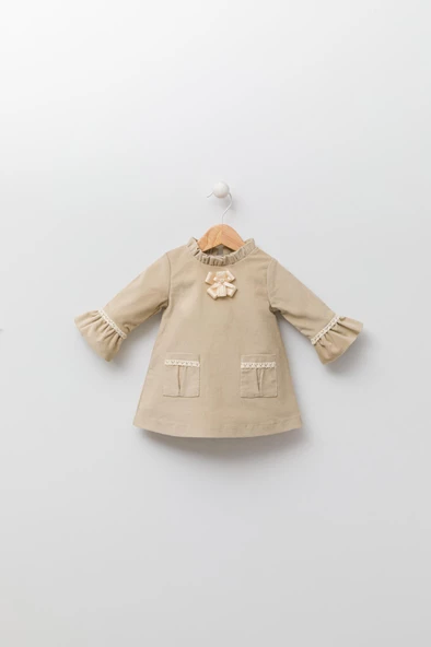 Babyhola Kadife Kız Bebek Çocuk Elbise 13535