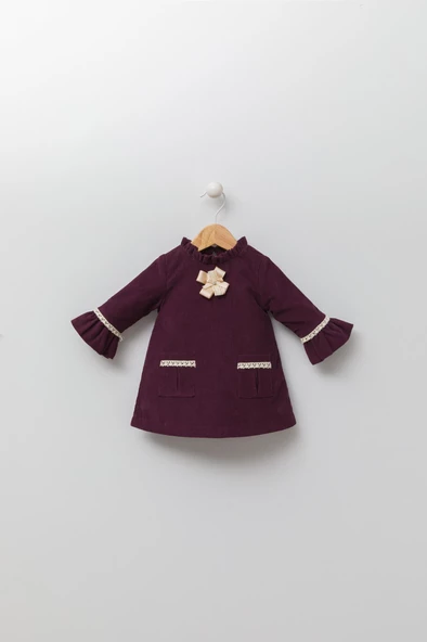 Babyhola Kadife Kız Bebek Çocuk Elbise 13535 - 4