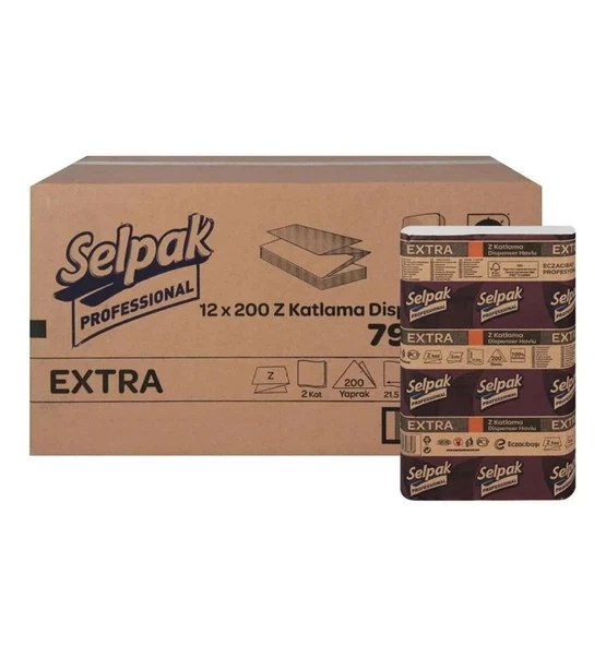 Selpak Professional Extra Z Katlı 12x200 Yaprak Dispenser Havlu