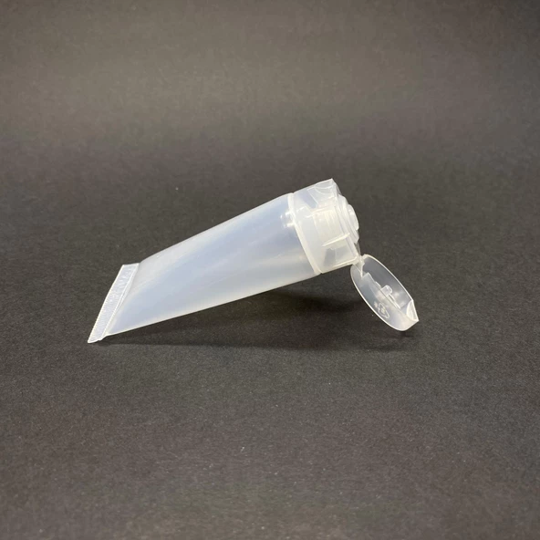 Şeffaf Boş Krem Tüpü 20ml , Fliptop Kapaklı Merhem Tüpü ,  Şeffaf Lipgloss Tüp 20 ml x 3 Adet - Resim 2