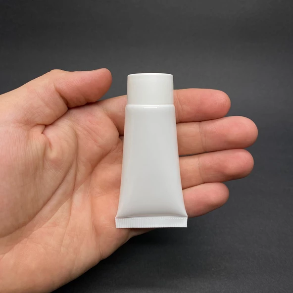 Beyaz Boş Krem Tüpü 20ml , Vidalı Kapaklı Merhem Tüpü ,  Beyaz Lipgloss Tüp 20 ml x 3 Adet - 1
