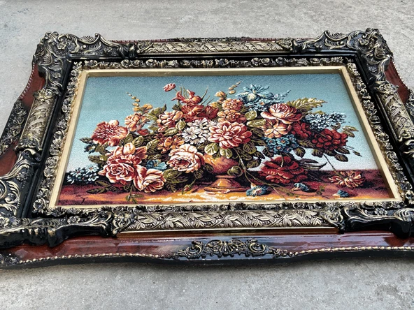 Solmayan Güzellikler Adlı İran Tebriz Halı Tablo 94x74cm - Duvar Halı Kilim Tablo - 4