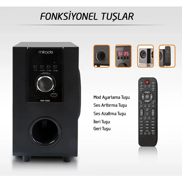 Mikado MD-505 Usb SD Kart FM Bluetooth 5.1 Ses Sistemleri - 5