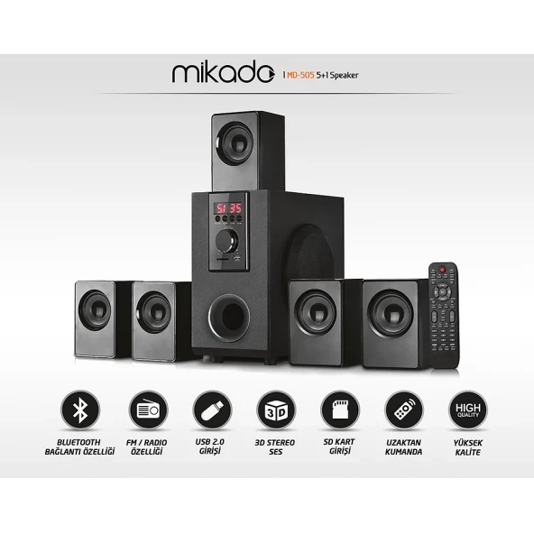 Mikado MD-505 Usb SD Kart FM Bluetooth 5.1 Ses Sistemleri - 6