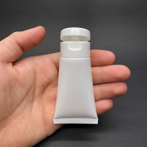 Beyaz Boş Krem Tüpü 30ml , Fliptop Kapaklı Merhem Tüpü ,  Beyaz Lipgloss Tüp 30 ml x 3 Adet - 1