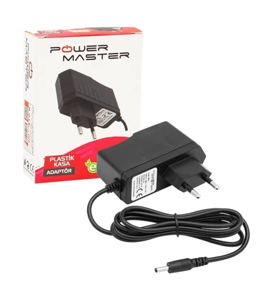 Powermaster PM-8113 12 Volt 1 Amper Ince Uçlu Priz Tipi Adaptör 3.5X1.35 Uç PM8113 12V 1A ADAPTÖR