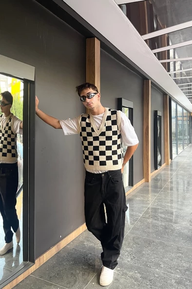 Premium Kare Desenli Süveter - 2