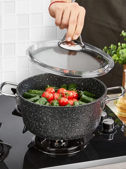 FALEZ Black Line Granit 26 cm Derin Tencere - 3