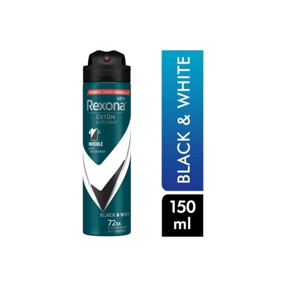 Rexona deo Men Black Whıte Invısıble72 Saat Üstün Koruma 150ml 2 Adet