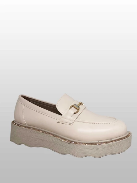 Platform Taşlı Taban Loafer Çok Şık Ayakkabı - 2