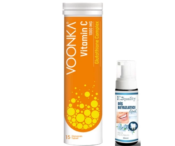 Voonka Vitamin C Glutathione Complex Efervesan 15 Tablet- Diş Beyazlatıcı Köpük Hediye